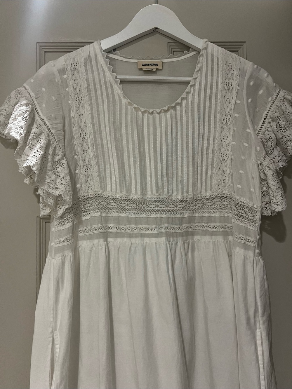 Zadig & Voltaire White Lace-Trim Midi Dress - Picture 5 of 7